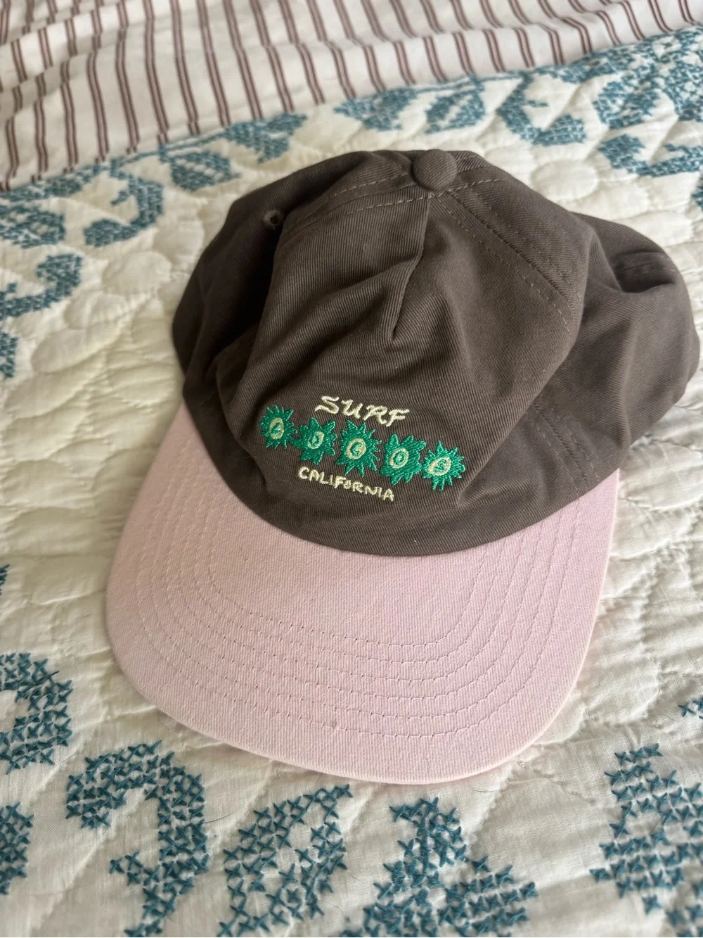 Surf California Embroidered Cap - Brown & Light Pink - Picture 2 of 3